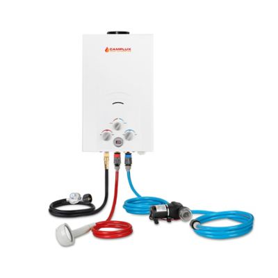 Camplux 2.64 GPM 68,000 BTU Outdoor Portable Propane Tankless Water Heater With 12V Water Pump Kit,White