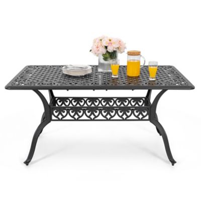 Nuu Garden Outdoor Cast Aluminum Dining Table with 2.1'' Umbrella Hole