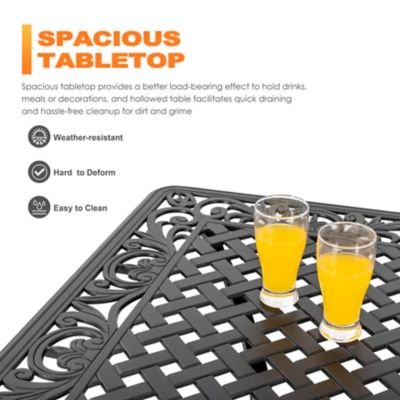 Image showing  60 in. x 36 in. Cast-Aluminum Rectangular Dining Table with Umbrella Hole