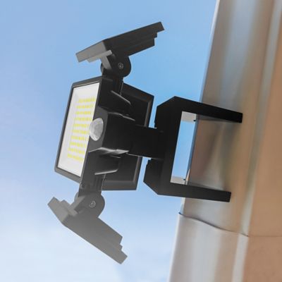 Image showing  Toolless Easy-Install 1,000-Lumen Gutter-Mount Triple-Head Solar Security Light, Black
