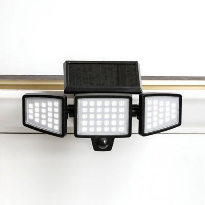 Image showing  Toolless Easy-Install 1,000-Lumen Gutter-Mount Triple-Head Solar Security Light, Black
