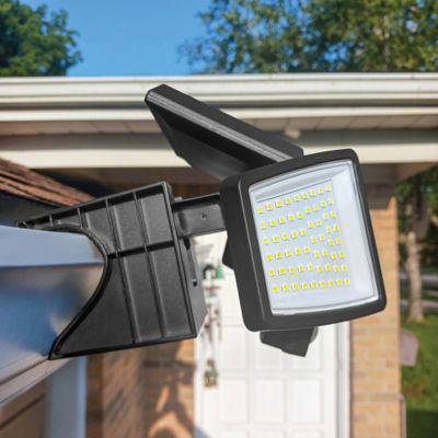 Image showing  Toolless Easy-Install 1,000-Lumen Gutter-Mount Triple-Head Solar Security Light, Black