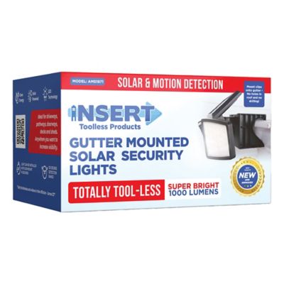 Image showing 8 th INSERT SOLAR Toolless Easy-Install 1,000-Lumen Gutter-Mount Triple-Head Solar Security Light, Black