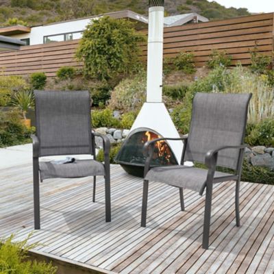 Nuu Garden Outdoor 2-Piece Patio Chair Set, Textilene Fabric, Iron Frame,Gray