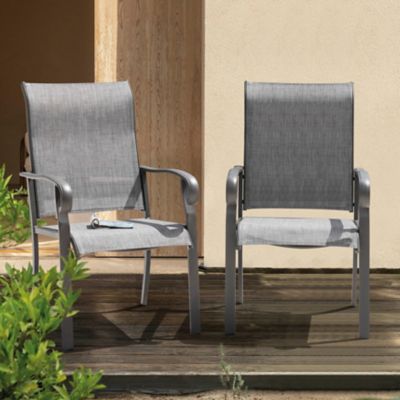 Image showing 8 th Nuu Garden Outdoor Patio Chair Set, 2 pc., Textilene Fabric, Iron Frame, Gray