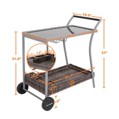 Image showing  2-Tier Wicker Bar Cart
