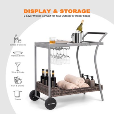 Image showing 5 th Nuu Garden 2-Tier Wicker Bar Cart