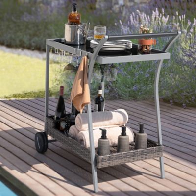 Image showing 8 th Nuu Garden 2-Tier Wicker Bar Cart