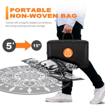 Image showing 5 th Nuu Garden Polypropylene Outdoor Reversible Rug, 5 x 5ft., SO08