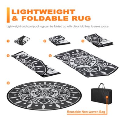 Image showing 6 th Nuu Garden Polypropylene Outdoor Reversible Rug, 5 x 5ft., SO08