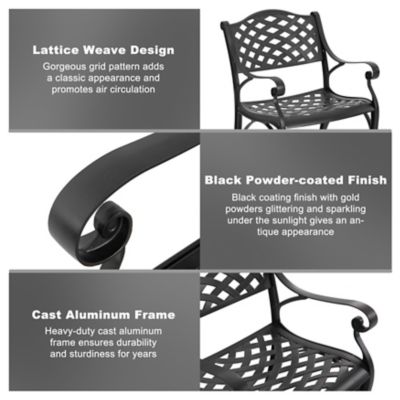 Image showing 6 th Nuu Garden Patio Cast Aluminum Bistro Set, 3 pc., SCD018BP-0110