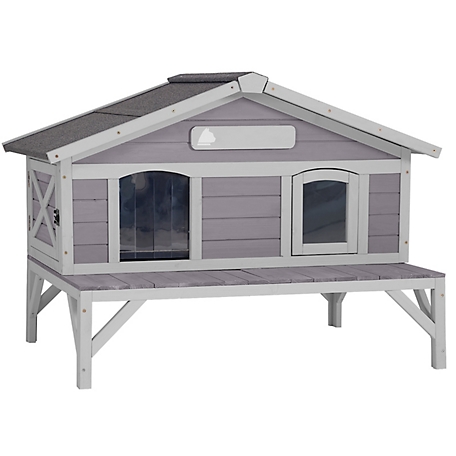 Aivituvin AIR92 Premium Wooden Cat House for Feral Cats, Weatherproof Shelter