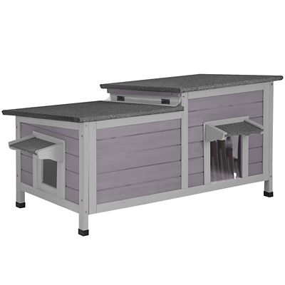 Aivituvin 2-Room Outdoor Wooden Feral Cat House