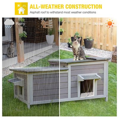Image showing  2-Room Outdoor Wooden Feral Cat House