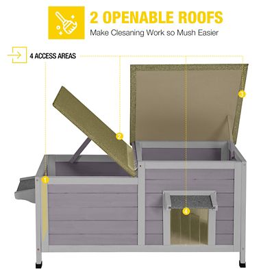 Image showing  2-Room Outdoor Wooden Feral Cat House