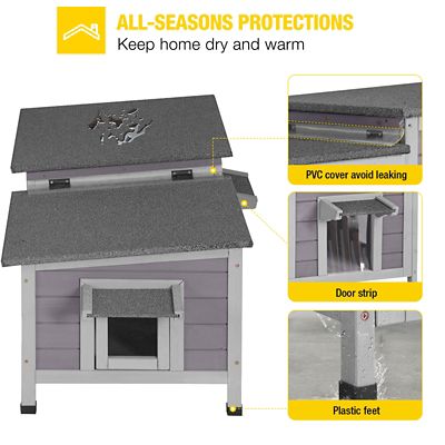 Image showing  2-Room Outdoor Wooden Feral Cat House