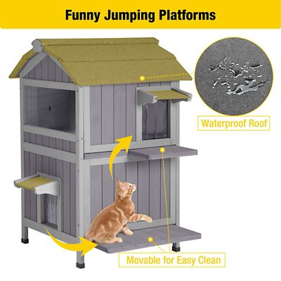 Image showing  2-Tier Indoor/Outdoor Wooden Feral Cat House