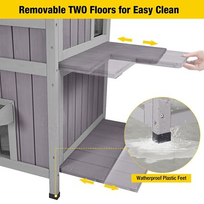 Image showing  2-Tier Indoor/Outdoor Wooden Feral Cat House