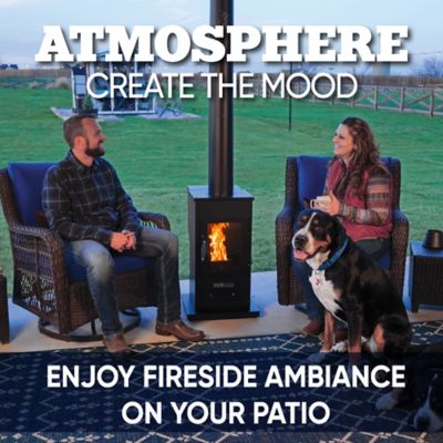 Image showing 6 th Even Embers Pellet-Fueled Patio Heater with 1 Glass Panel, 100 sq. ft., 70,000 BTU