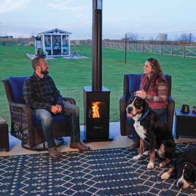 Image showing 9 th Even Embers Pellet-Fueled Patio Heater with 1 Glass Panel, 100 sq. ft., 70,000 BTU
