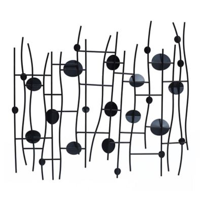 LuxenHome Multi-Color Discs & Black Ladder Metal Abstract Wall Decor