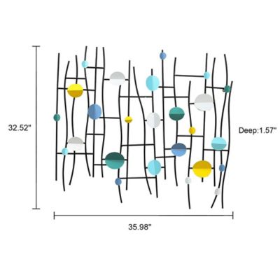 LuxenHome Multi-Color Discs & Black Ladder Metal Abstract Wall Decor