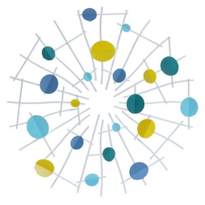 LuxenHome Multi-Color Discs & White Web Metal Abstract Wall Decor