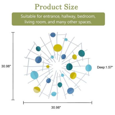 Image showing 6 th LuxenHome Multi-Color Discs & White Web Metal Abstract Wall Decor