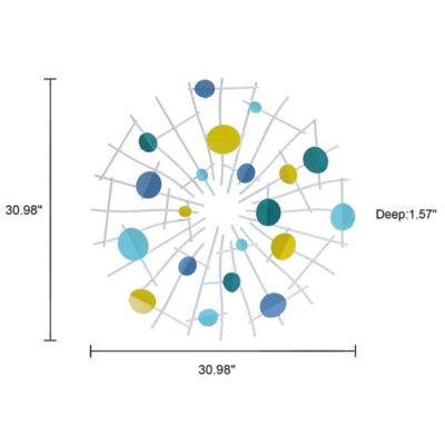 LuxenHome Multi-Color Discs & White Web Metal Abstract Wall Decor