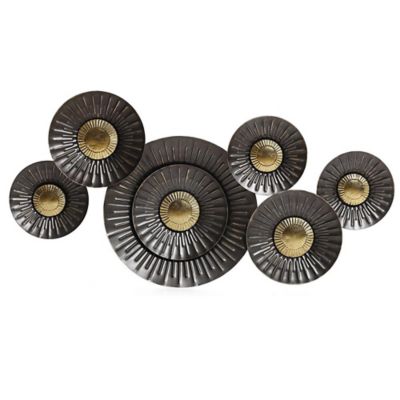 LuxenHome 41.3 in. W Brown and Gold Metal Abstract Flower Wall Decor