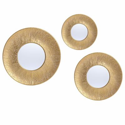 Image showing  3 pc. Gold Metal Round Wall Mirror Set