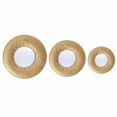 Image showing  3 pc. Gold Metal Round Wall Mirror Set