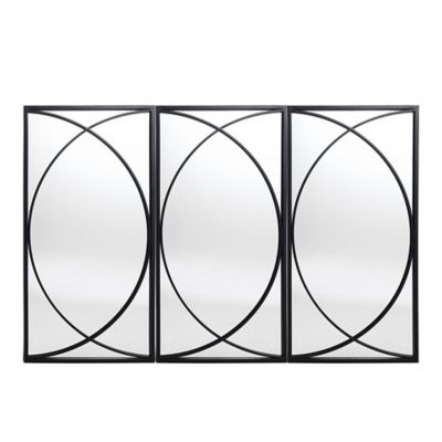Image showing  3 pc. Black Metal Rectangular Wall Mirror Set