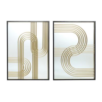 LuxenHome Set of 2 Modern Iron Loops Rectangular Accent Wall Mirrors