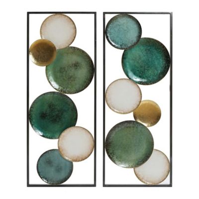 LuxenHome Set of 2 Coastal Abstract Geometrical Wall Decor Panels