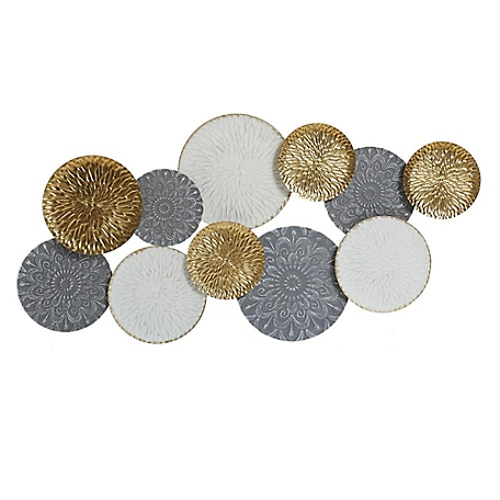 LuxenHome 48 in. W Connected Circles Metal Wall Decor Sculpture