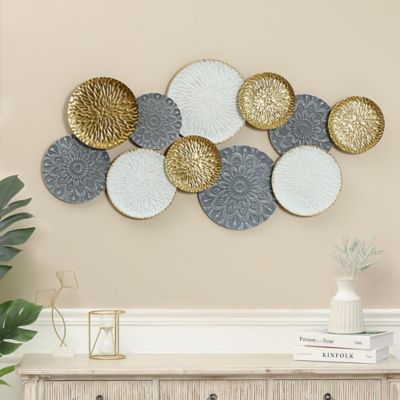 Image showing  48 in. W Connected Circles Metal Wall Decor Sculpture