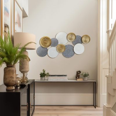 Image showing  48 in. W Connected Circles Metal Wall Decor Sculpture
