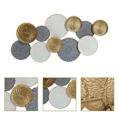 Image showing 5 th LuxenHome 48 in. W Connected Circles Metal Wall Decor Sculpture