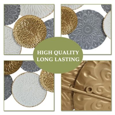 Image showing 8 th LuxenHome 48 in. W Connected Circles Metal Wall Decor Sculpture