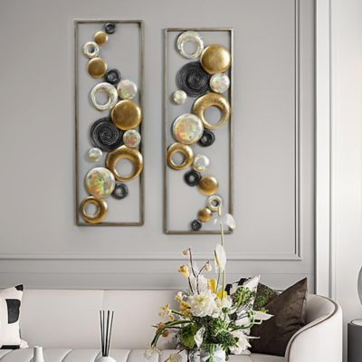 Image showing  Set of 2 Modern Multi-Color Abstract Metal Wall Decor Panels