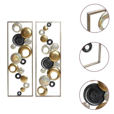 Image showing  Set of 2 Modern Multi-Color Abstract Metal Wall Decor Panels