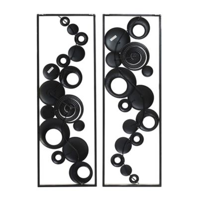 Image showing 5 th LuxenHome Set of 2 Modern Multi-Color Abstract Metal Wall Decor Panels