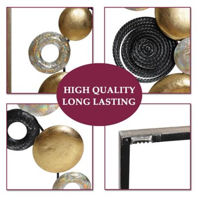 Image showing 6 th LuxenHome Set of 2 Modern Multi-Color Abstract Metal Wall Decor Panels