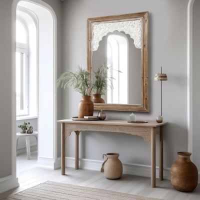 Image showing  Wood Framed Rectangular Accent Wall Mirror,