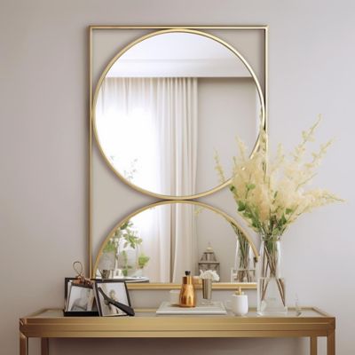 Image showing  Gold Hourglass Frame Metal Modern Accent Wall Mirror,