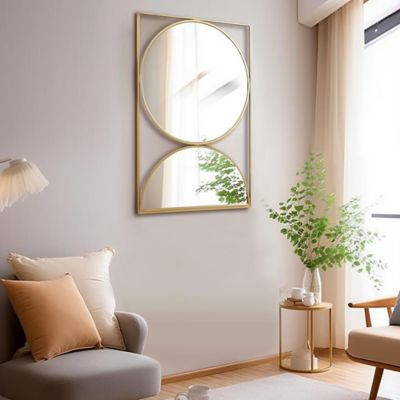 Image showing  Gold Hourglass Frame Metal Modern Accent Wall Mirror,