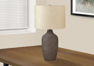 24" Black Ceramic Table Lamp With Fabric Shade - 3-Way Lighting Contemporary Bedside Lamp