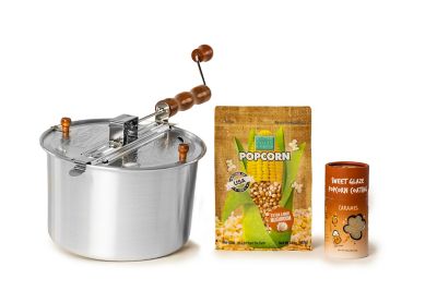 Wabash Valley Farms Silver Metal Gear Whirley Pop Stovetop Popcorn Popper  Caramel Creation Kit