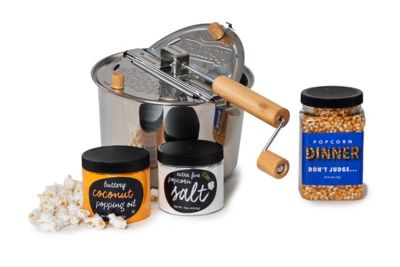 Wabash Valley Farms Kernel Comfort Kit Stainless Steel Whirley Pop Popcorn Maker Set